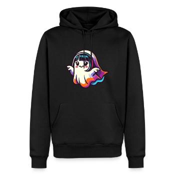 Goth Girl Ghost Cute Halloween Ghost - Men’s Premium Organic Hoodie - black - Front - Nico (187cm)