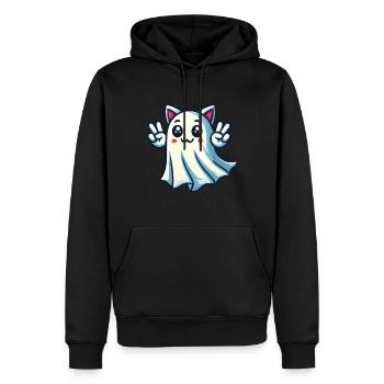 Oreilles de chat fantôme Costume idée Kemonomimi Fille - Sweat à capuche Premium bio Homme - noir - Devant - Nico (187cm)