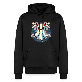 Oreilles de chat fantôme Kemonomimi fille Halloween - Sweat à capuche Premium bio Homme - noir - Devant - Nico (187cm)