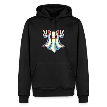 Oreilles de chat fantôme Kemonomimi fille Halloween - Sweat à capuche Premium bio Homme - noir - Devant - Nico (187cm)