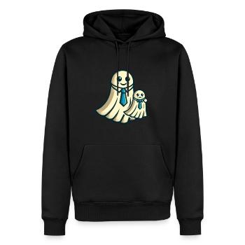 Dad Ghost Father with Child Funny Halloween - Men’s Premium Organic Hoodie - black - Front - Nico (187cm)