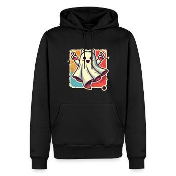 Oreilles de chat fantôme Kemonomimi fille Halloween - Sweat à capuche Premium bio Homme - noir - Devant - Nico (187cm)