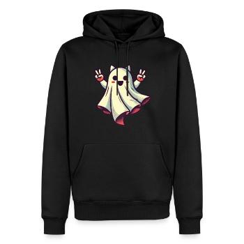 Oreilles de chat fantôme Kemonomimi fille idée de costume - Sweat à capuche Premium bio Homme - noir - Devant - Nico (187cm)