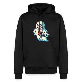 papa fantôme père avec son fils drôle halloween - Sweat à capuche Premium bio Homme - noir - Devant - Nico (187cm)