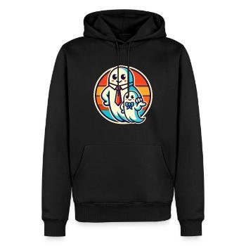 dad ghost father with child funny halloween - Men’s Premium Organic Hoodie - black - Front - Nico (187cm)