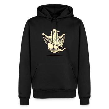 Funny Halloween Ghost Freak Under Sheet - Men’s Premium Organic Hoodie - black - Front - Nico (187cm)