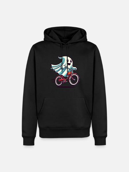 Bicycle Riding Ghost Funny Ghost - Men’s Premium Organic Hoodie - black