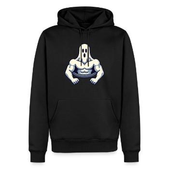 Musculation Ghost Workout Renforcement musculaire Mind - Sweat à capuche Premium bio Homme - noir - Devant - Nico (187cm)