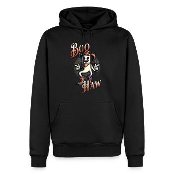 Funny Cowboy Ghost Says Boo Haw Halloween - Men’s Premium Organic Hoodie - black - Front - Nico (187cm)