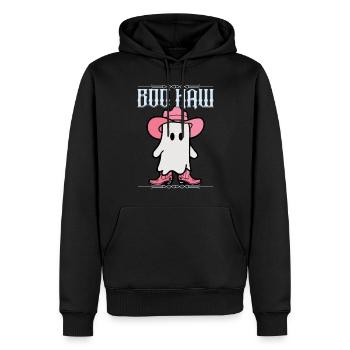 Cute Cowboy Ghost Says Boo Haw - Men’s Premium Organic Hoodie - black - Front - Nico (187cm)
