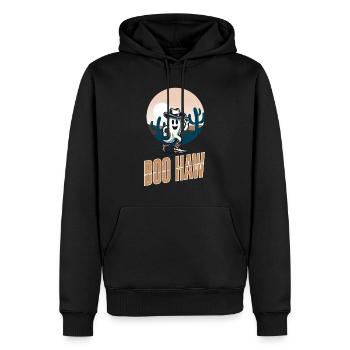 Funny Cowboy Ghost Says Boo Haw Halloween - Men’s Premium Organic Hoodie - black - Front - Nico (187cm)