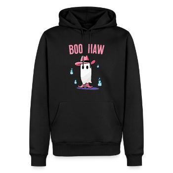 Cute Cowboy Ghost Says Boo Haw - Men’s Premium Organic Hoodie - black - Front - Nico (187cm)