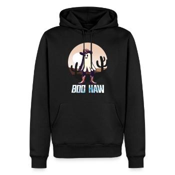 Funny Cowboy Ghost Says Boo Haw - Men’s Premium Organic Hoodie - black - Front - Nico (187cm)