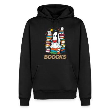 Cute Book Lover Ghost Funny Saying - Men’s Premium Organic Hoodie - black - Front - Nico (187cm)
