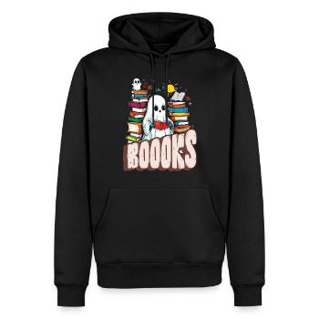 gruNiedliches Buchliebhaber Gespenst Lustiger Spru - Männer Premium Bio Hoodie - Schwarz - Vorne - Nico (187cm)