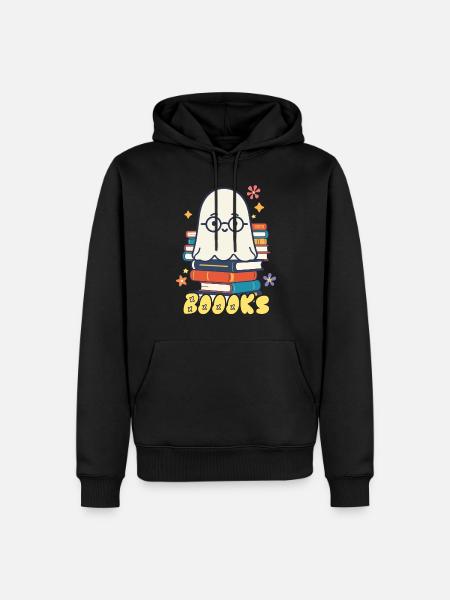 Cute Book Lover Ghost - Men’s Premium Organic Hoodie - black