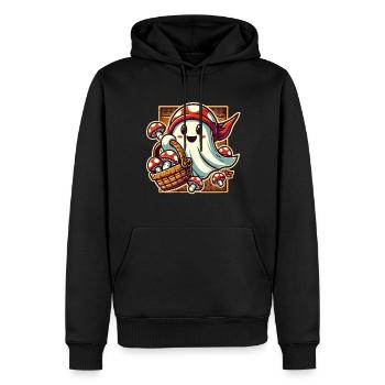Amateur De Champignons, Fantôme, Champignons, Collectionneur, - Sweat à capuche Premium bio Homme - noir - Devant - Nico (187cm)