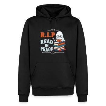 Cute Book Lover Ghost Funny Saying - Men’s Premium Organic Hoodie - black - Front - Nico (187cm)