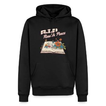 Drôle d’amateur de livres Design Lecture en paix - Sweat à capuche Premium bio Homme - noir - Devant - Nico (187cm)