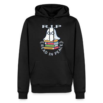 Cute Book Lover Ghost Funny Saying - Men’s Premium Organic Hoodie - black - Front - Nico (187cm)