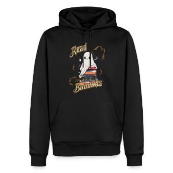 ScaryCute Book Lover Ghost Funny - Men’s Premium Organic Hoodie - black - Front - Nico (187cm)
