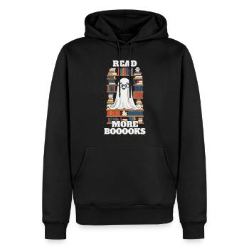 Cute Book Lover Ghost Funny Saying - Men’s Premium Organic Hoodie - black - Front - Nico (187cm)