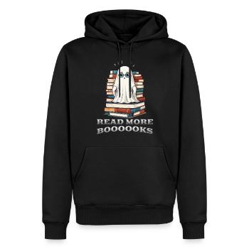 Niedliches Buchliebhaber Gespenst lustiger Spruch - Männer Premium Bio Hoodie - Schwarz - Vorne - Nico (187cm)