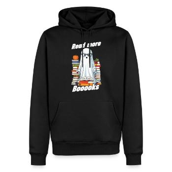 Cute Book Lover Ghost Funny Saying - Men’s Premium Organic Hoodie - black - Front - Nico (187cm)