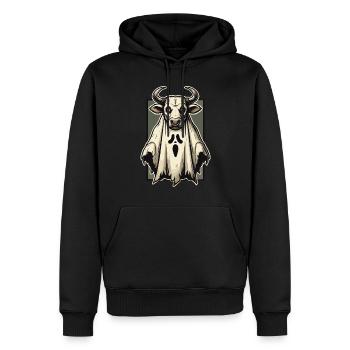 Idée de costume effrayant de vache fantôme taureau - Sweat à capuche Premium bio Homme - noir - Devant - Nico (187cm)