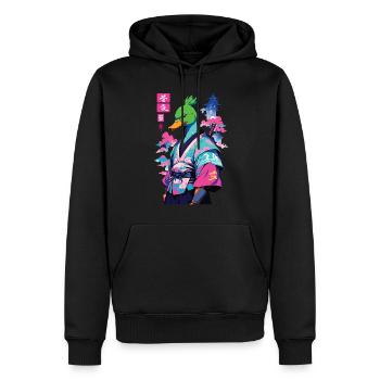 Canard samouraï dans le style esthétique Vaporwave - Sweat à capuche Premium bio Homme - noir - Devant - Nico (187cm)