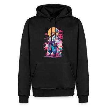 Esthétique Samouraï Paresseux Style Vaporwave - Sweat à capuche Premium bio Homme - noir - Devant - Nico (187cm)