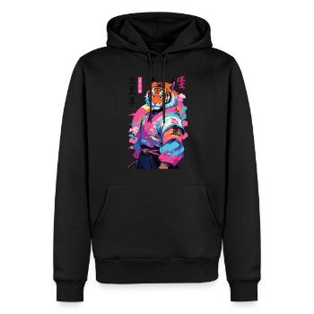Tiger Yokai Vaporwave Aesthetic Samurai Art - Men’s Premium Organic Hoodie - black - Front - Nico (187cm)
