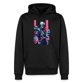 Oni squelette samouraï vaporwave esthétique japon style - Sweat à capuche Premium bio Homme - noir - Devant - Nico (187cm)