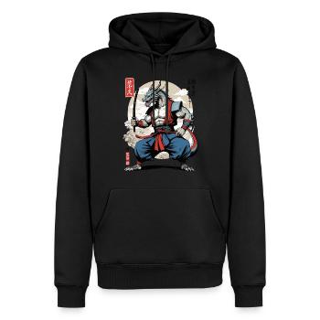 Dragon Samouraï Vintage Ukiyo-e Style - Sweat à capuche Premium bio Homme - noir - Devant - Nico (187cm)