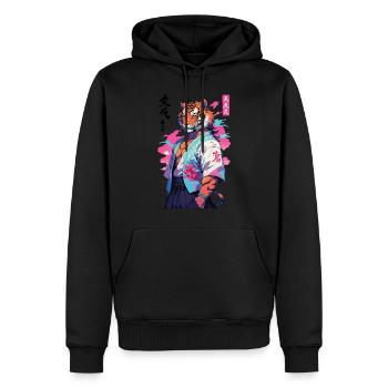 Tiger Yokai Vaporwave Aesthetic Samurai Art - Men’s Premium Organic Hoodie - black - Front - Nico (187cm)