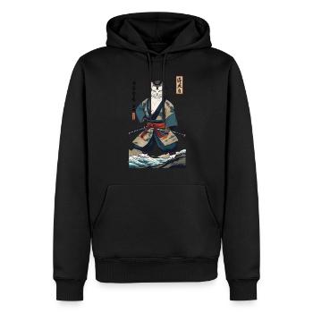 Samurai Cat Vintage Ukiyo-E Japanese - Men’s Premium Organic Hoodie - black - Front - Nico (187cm)
