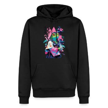 Grenouille Samouraï Esthétique Style Vaporwave Japon - Sweat à capuche Premium bio Homme - noir - Devant - Nico (187cm)