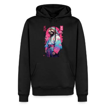 Esthétique Samouraï Paresseux Style Vaporwave - Sweat à capuche Premium bio Homme - noir - Devant - Nico (187cm)