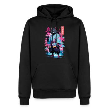 Tanuki Yokai Vaporwave Esthétique Art des samouraïs - Sweat à capuche Premium bio Homme - noir - Devant - Nico (187cm)