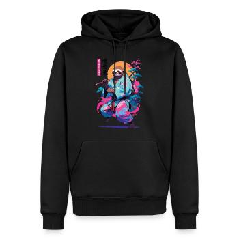 Esthétique Samouraï Paresseux Style Vaporwave - Sweat à capuche Premium bio Homme - noir - Devant - Nico (187cm)