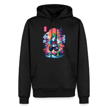 Grenouille samouraï et style esthétique Vaporwave - Sweat à capuche Premium bio Homme - noir - Devant - Nico (187cm)