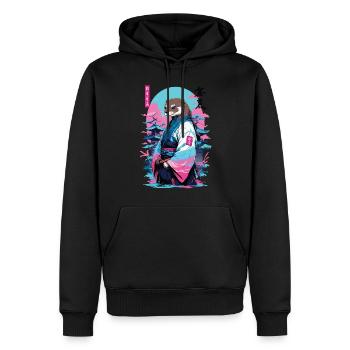 Samurai Otter Aesthetic Vaporwave Style - Men’s Premium Organic Hoodie - black - Front - Nico (187cm)