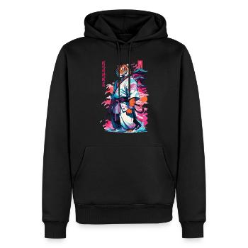 Tiger Yokai Vaporwave Aesthetic Samurai Art - Men’s Premium Organic Hoodie - black - Front - Nico (187cm)
