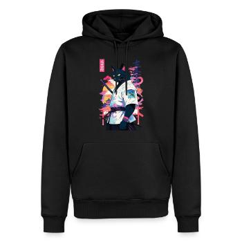 Samurai Katze Vaporwave Aesthetic Japan Kunst - Männer Premium Bio Hoodie - Schwarz - Vorne - Nico (187cm)