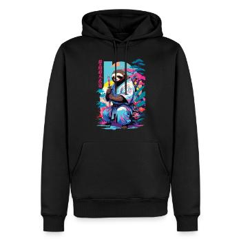 Esthétique Samouraï Paresseux Style Vaporwave - Sweat à capuche Premium bio Homme - noir - Devant - Nico (187cm)