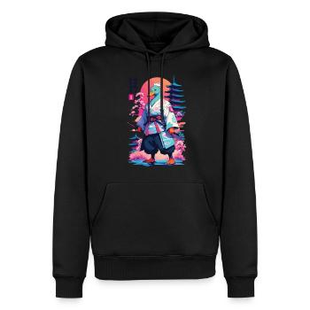 Canard samouraï dans le style esthétique Vaporwave - Sweat à capuche Premium bio Homme - noir - Devant - Nico (187cm)