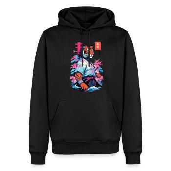 Tiger Yokai & Vaporwave Aesthetic Samurai Art - Men’s Premium Organic Hoodie - black - Front - Nico (187cm)