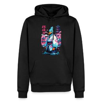 Samurai Ente Aesthetic Vaporwave Stil Japanisches - Männer Premium Bio Hoodie - Schwarz - Vorne - Nico (187cm)