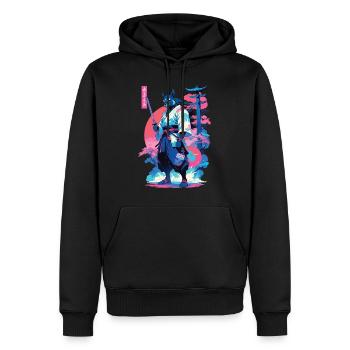 Tanuki Yokai Vaporwave Aesthetic Samurai Art - Men’s Premium Organic Hoodie - black - Front - Nico (187cm)