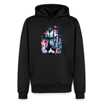 Tanuki Yokai Vaporwave Aesthetic Samurai Art - Men’s Premium Organic Hoodie - black - Front - Nico (187cm)